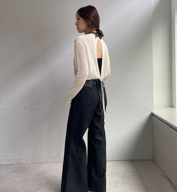  「バックデザインペーパーメッシュカーディガン」|カーディガン|