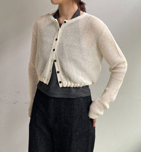  「バックデザインペーパーメッシュカーディガン」|カーディガン|
