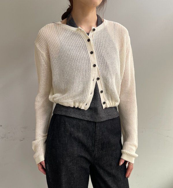  「バックデザインペーパーメッシュカーディガン」|カーディガン|