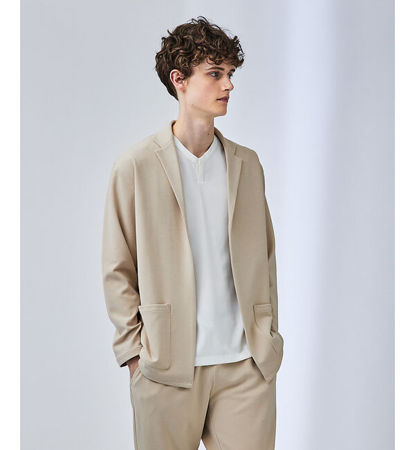 ABAHOUSE「【セットアップ対応】ハイストレッチ ジョーゼット カーディガン/ジャケット」|カーディガン|ライトベージュ