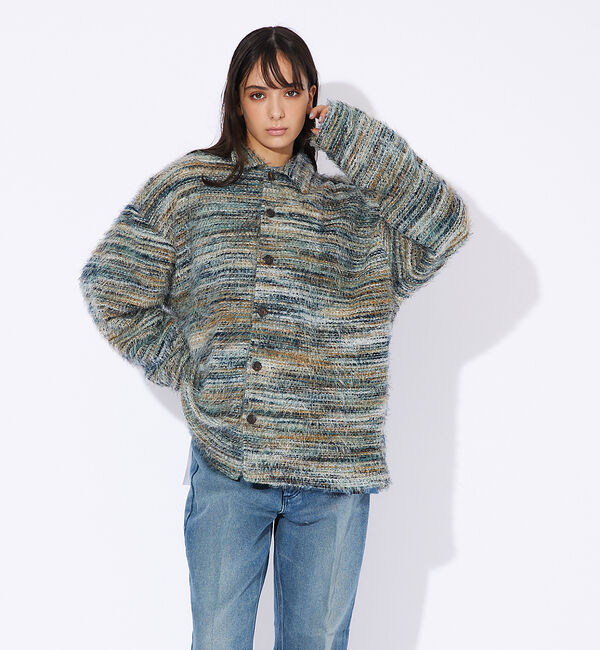 ABAHOUSE「【Revo.】モヘアライクシャツジャケット/ニットジャケット」|カーディガン|