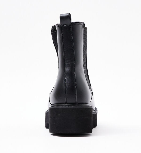 ABAHOUSE「ボリュームトラックソール　BLACKスクエア サイドゴアブーツ/厚底」|ショートブーツ|