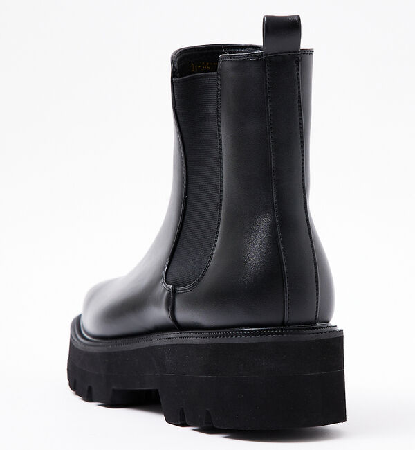 ABAHOUSE「ボリュームトラックソール　BLACKスクエア サイドゴアブーツ/厚底」|ショートブーツ|