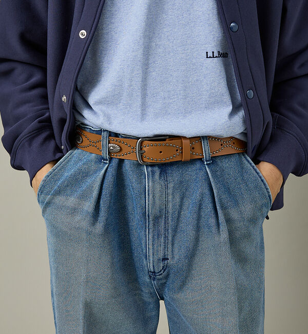 ABAHOUSE「Concho Studded Belt / コンチョ スタッズ ベルト/ヴィンテ」|ベルト|キャメル