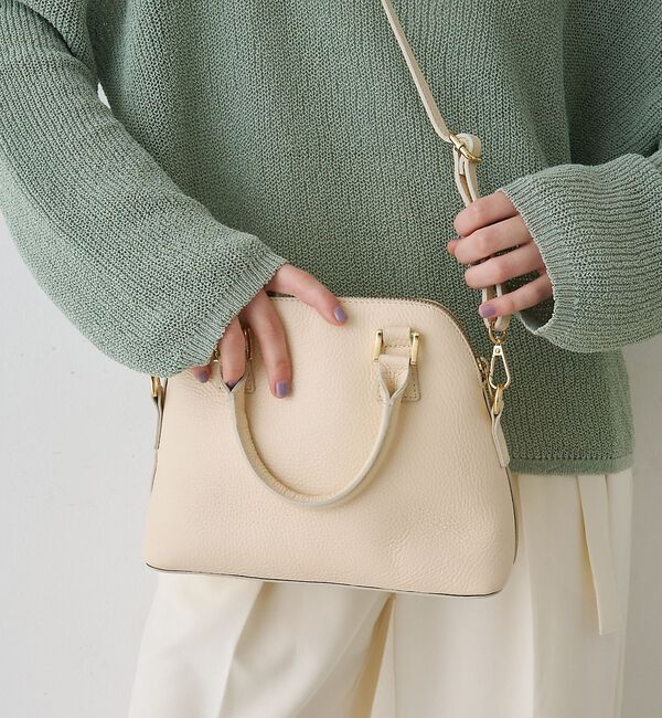 Rouge vif「【AULENTTI/オウレンティ】レザー2wayハンドバッグ/ショルダーバッグ【」|ショルダー・メッセンジャー|クリーム