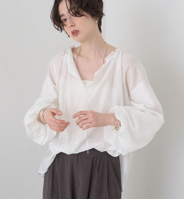 Rouge vif「【一部店舗限定】バルーンスリーブシアーブラウス【予約】」|シャツ・ブラウス|ホワイト