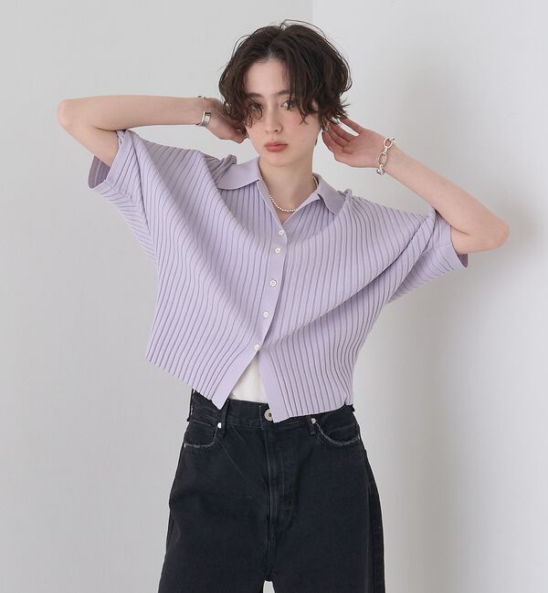 Rouge vif「リブドルマンス襟付きニットカーディガン/プルオーバー【予約】」|ニット・セーター|