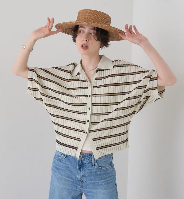 Rouge vif「リブドルマンス襟付きニットカーディガン/プルオーバー【予約】」|ニット・セーター|