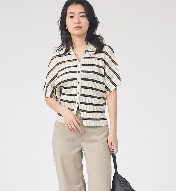 Rouge vif「リブドルマンス襟付きニットカーディガン/プルオーバー【予約】」|ニット・セーター|