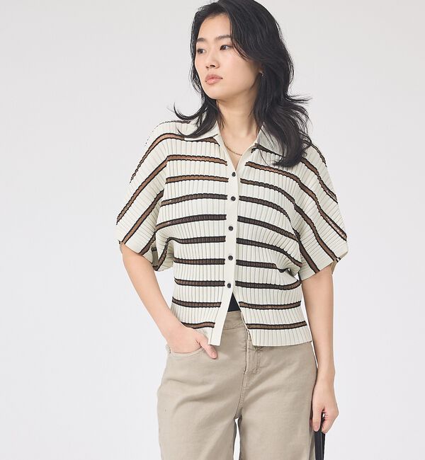 Rouge vif「リブドルマンス襟付きニットカーディガン/プルオーバー【予約】」|ニット・セーター|