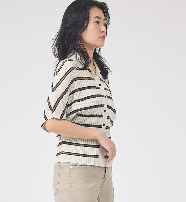 Rouge vif「リブドルマンス襟付きニットカーディガン/プルオーバー【予約】」|ニット・セーター|