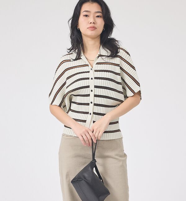 Rouge vif「リブドルマンス襟付きニットカーディガン/プルオーバー【予約】」|ニット・セーター|