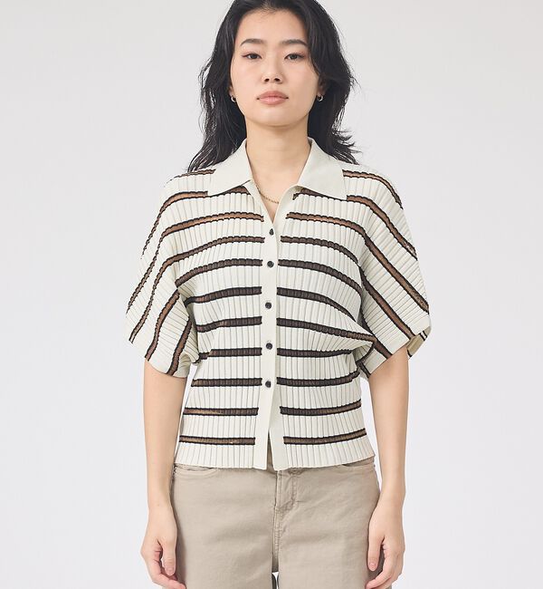 Rouge vif「リブドルマンス襟付きニットカーディガン/プルオーバー【予約】」|ニット・セーター|