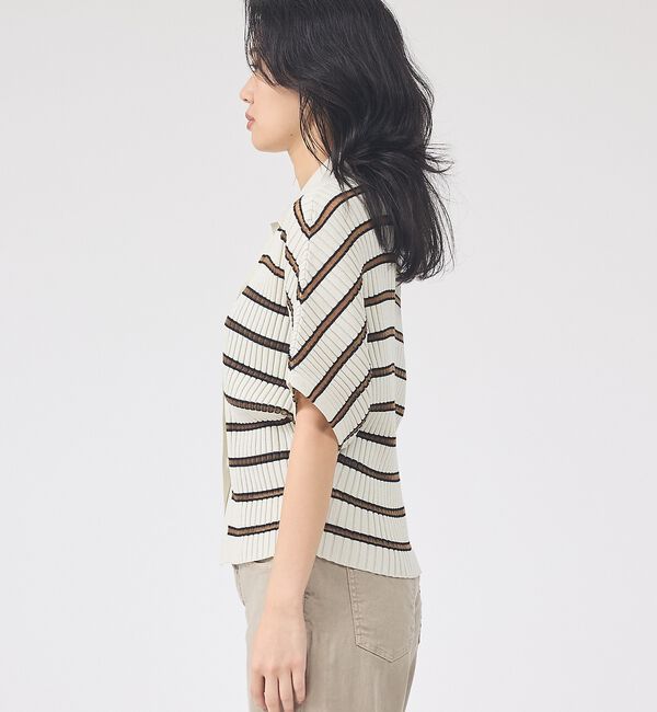 Rouge vif「リブドルマンス襟付きニットカーディガン/プルオーバー【予約】」|ニット・セーター|