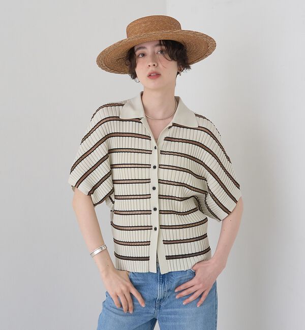 Rouge vif「リブドルマンス襟付きニットカーディガン/プルオーバー【予約】」|ニット・セーター|