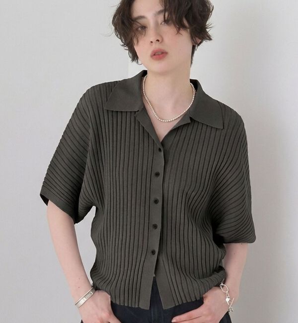 Rouge vif「リブドルマンス襟付きニットカーディガン/プルオーバー【予約】」|ニット・セーター|