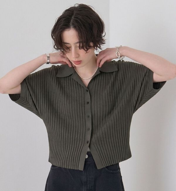 Rouge vif「リブドルマンス襟付きニットカーディガン/プルオーバー【予約】」|ニット・セーター|