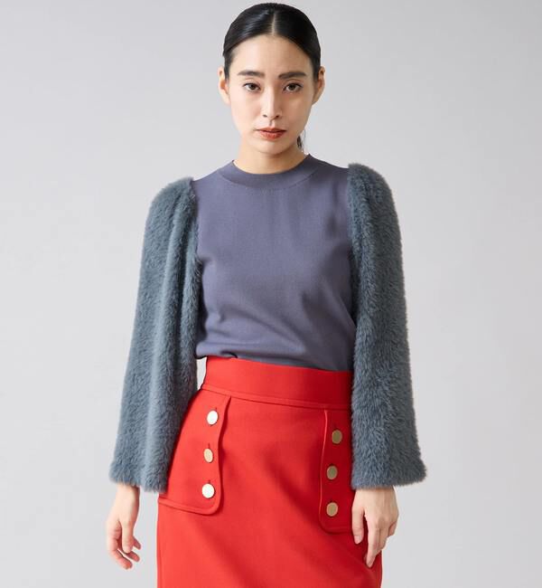 TIARA「フェザースリーブニット」|ニット・セーター|チャコールグレー