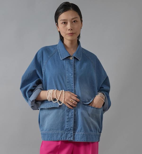 Liesse「ドルマンデニムブルゾン」|ブルゾン・スタジャン|インディゴブルー