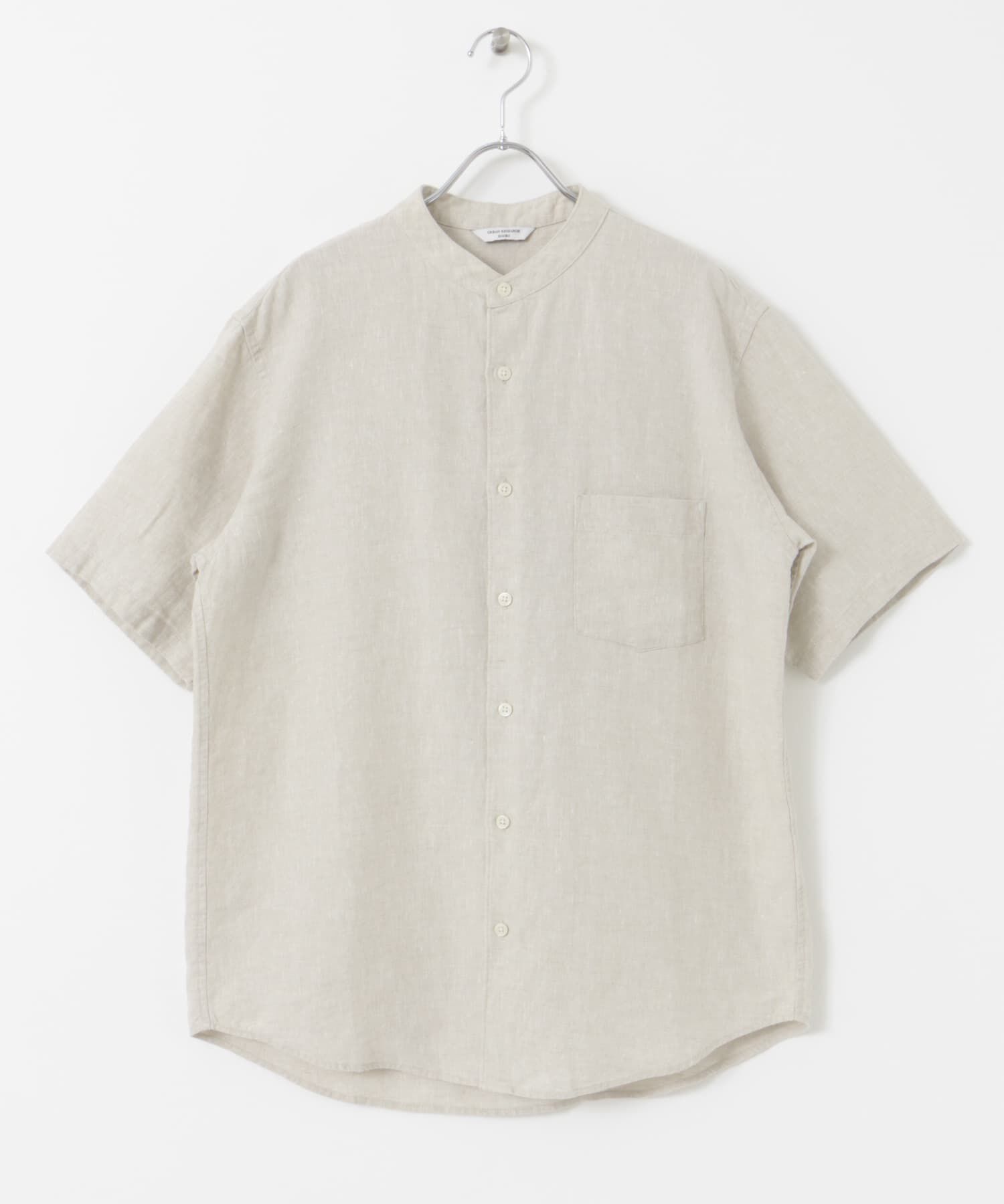 URBAN RESEARCH DOORS「『XLｻｲｽﾞ/WEB限定』ｼﾙｹｯﾄﾘﾈﾝ ﾊﾞﾝﾄﾞｶﾗｰｼｮｰﾄｽﾘｰ」|シャツ・ブラウス|