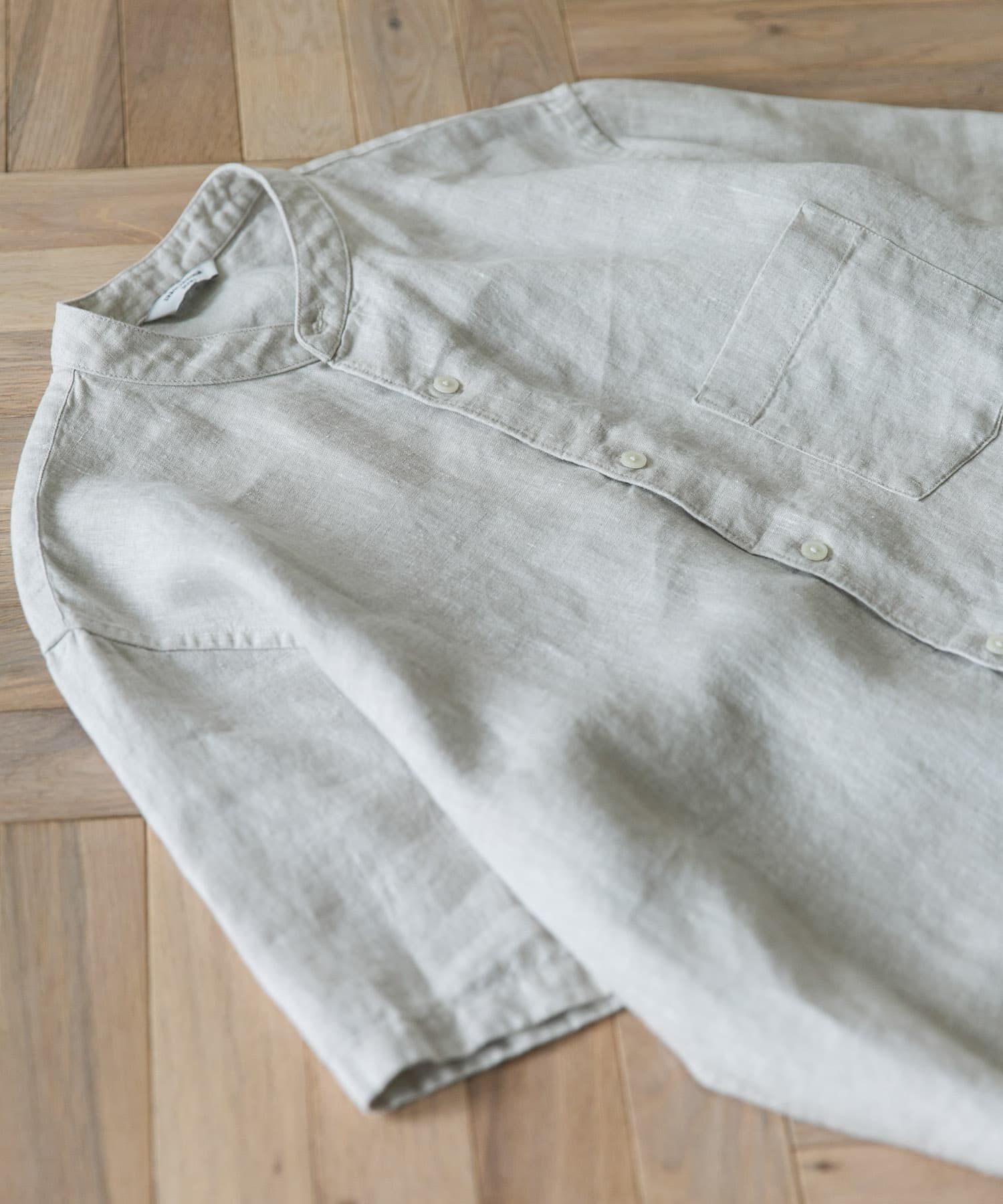 URBAN RESEARCH DOORS「『XLｻｲｽﾞ/WEB限定』ｼﾙｹｯﾄﾘﾈﾝ ﾊﾞﾝﾄﾞｶﾗｰｼｮｰﾄｽﾘｰ」|シャツ・ブラウス|