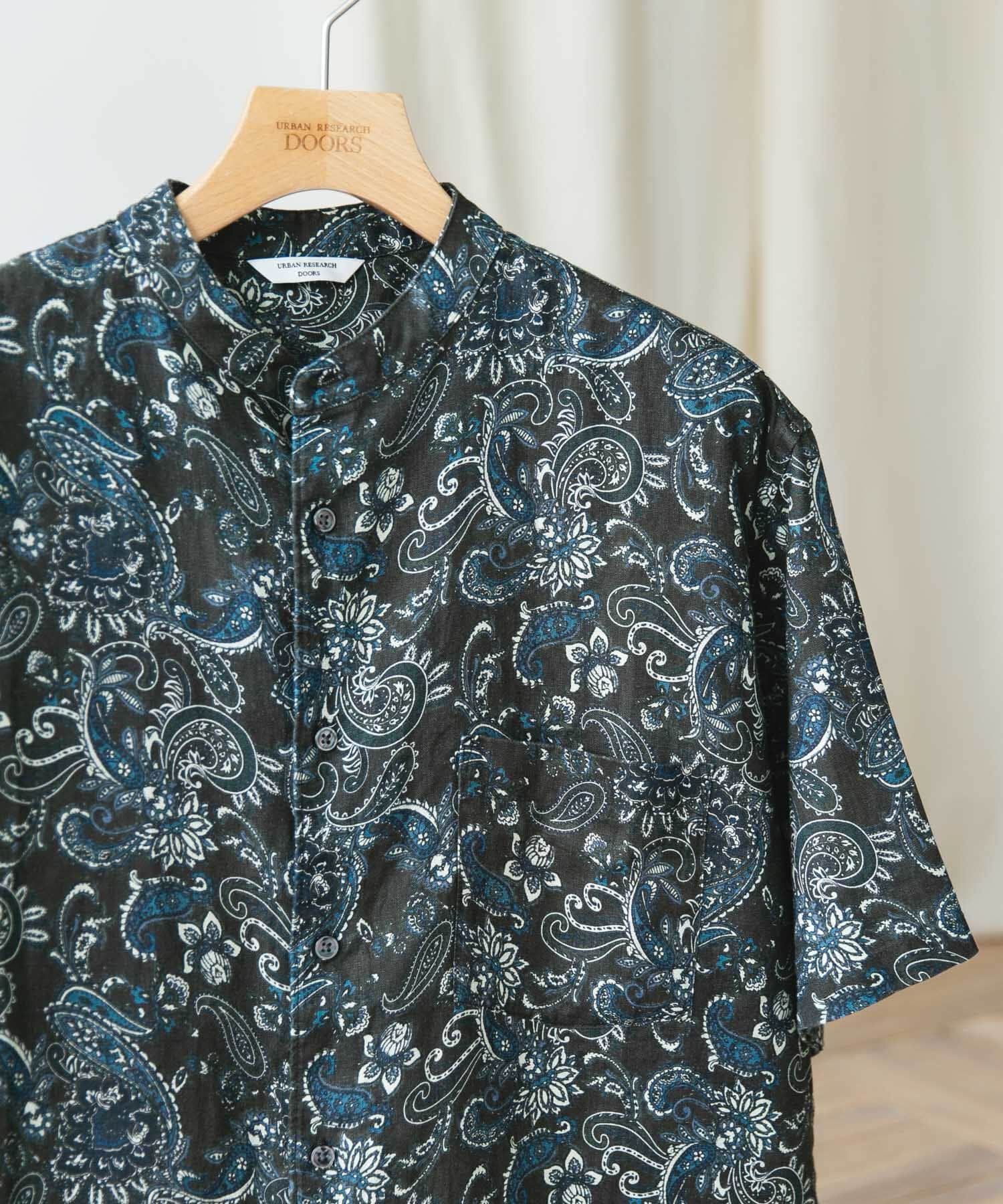 URBAN RESEARCH DOORS「『XLｻｲｽﾞ/WEB限定』ｼﾙｹｯﾄﾘﾈﾝ ﾊﾞﾝﾄﾞｶﾗｰｼｮｰﾄｽﾘｰ」|シャツ・ブラウス|