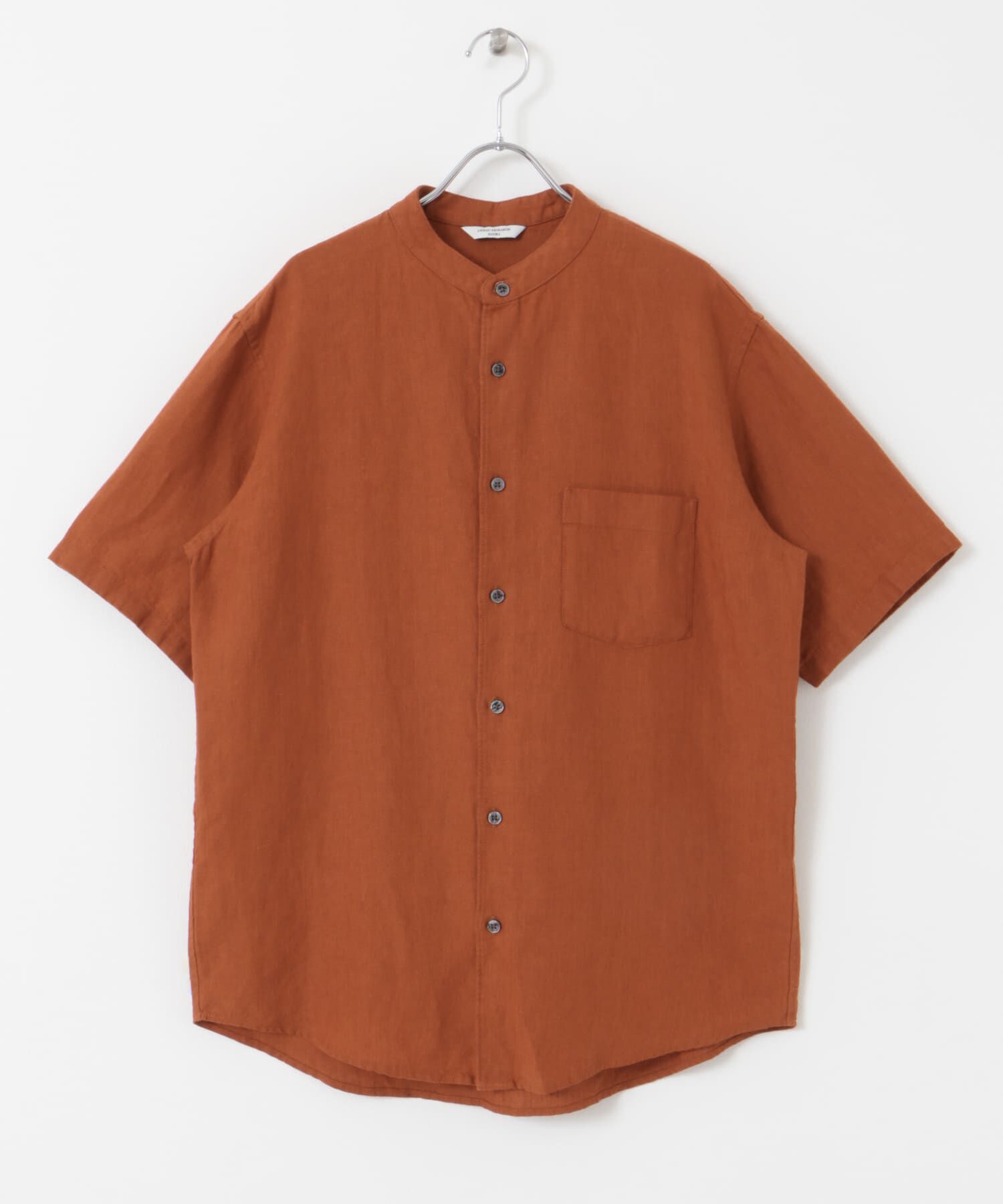 URBAN RESEARCH DOORS「『XLｻｲｽﾞ/WEB限定』ｼﾙｹｯﾄﾘﾈﾝ ﾊﾞﾝﾄﾞｶﾗｰｼｮｰﾄｽﾘｰ」|シャツ・ブラウス|