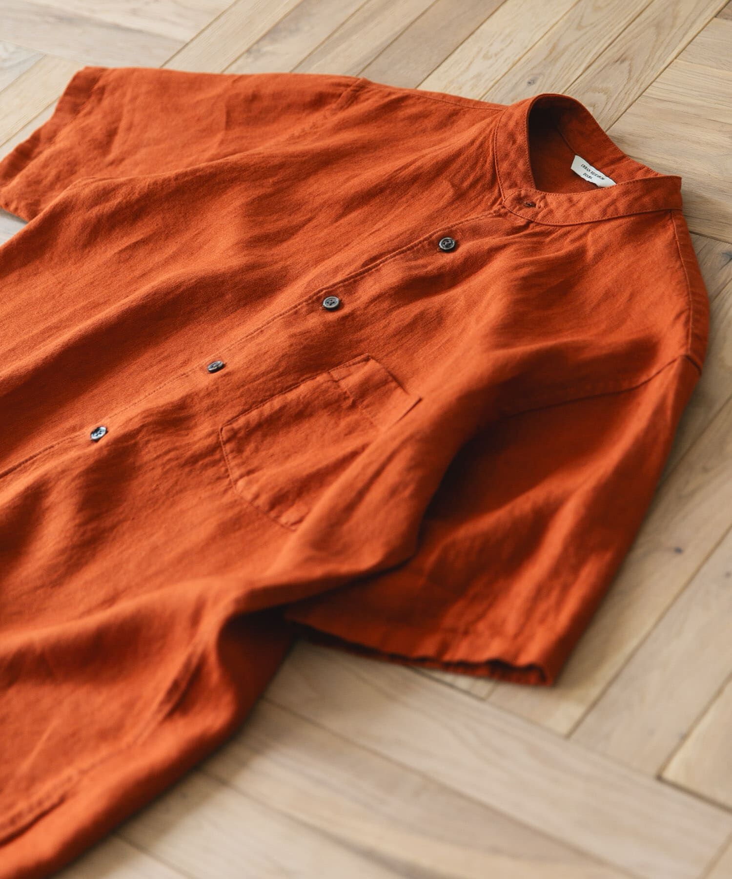 URBAN RESEARCH DOORS「『XLｻｲｽﾞ/WEB限定』ｼﾙｹｯﾄﾘﾈﾝ ﾊﾞﾝﾄﾞｶﾗｰｼｮｰﾄｽﾘｰ」|シャツ・ブラウス|