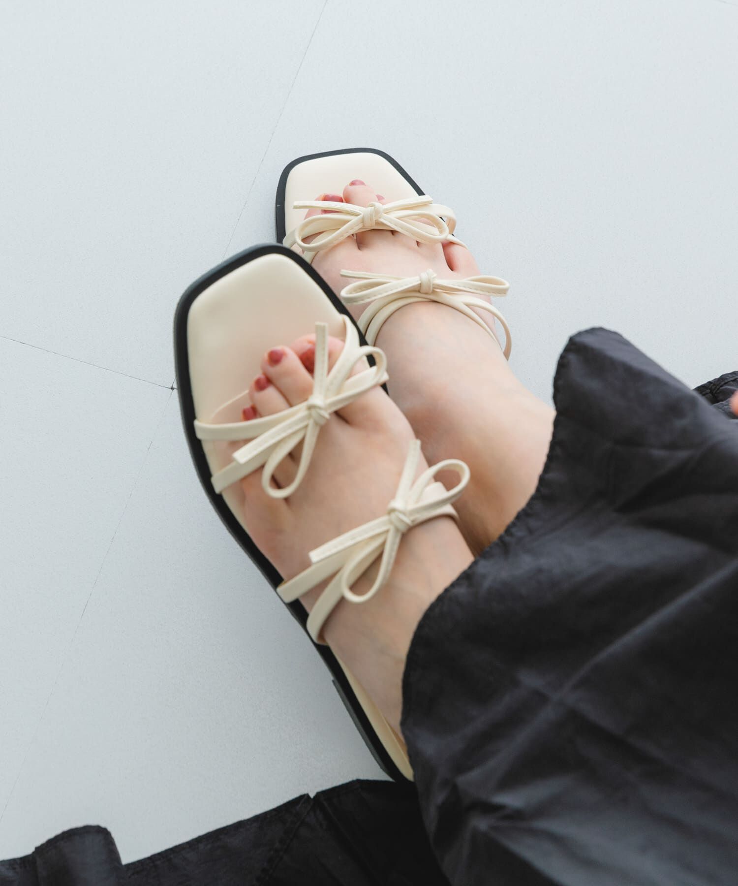 RODE SKO「『MADE IN JAPAN』ダブルリボンフラットサンダル」|サンダル|