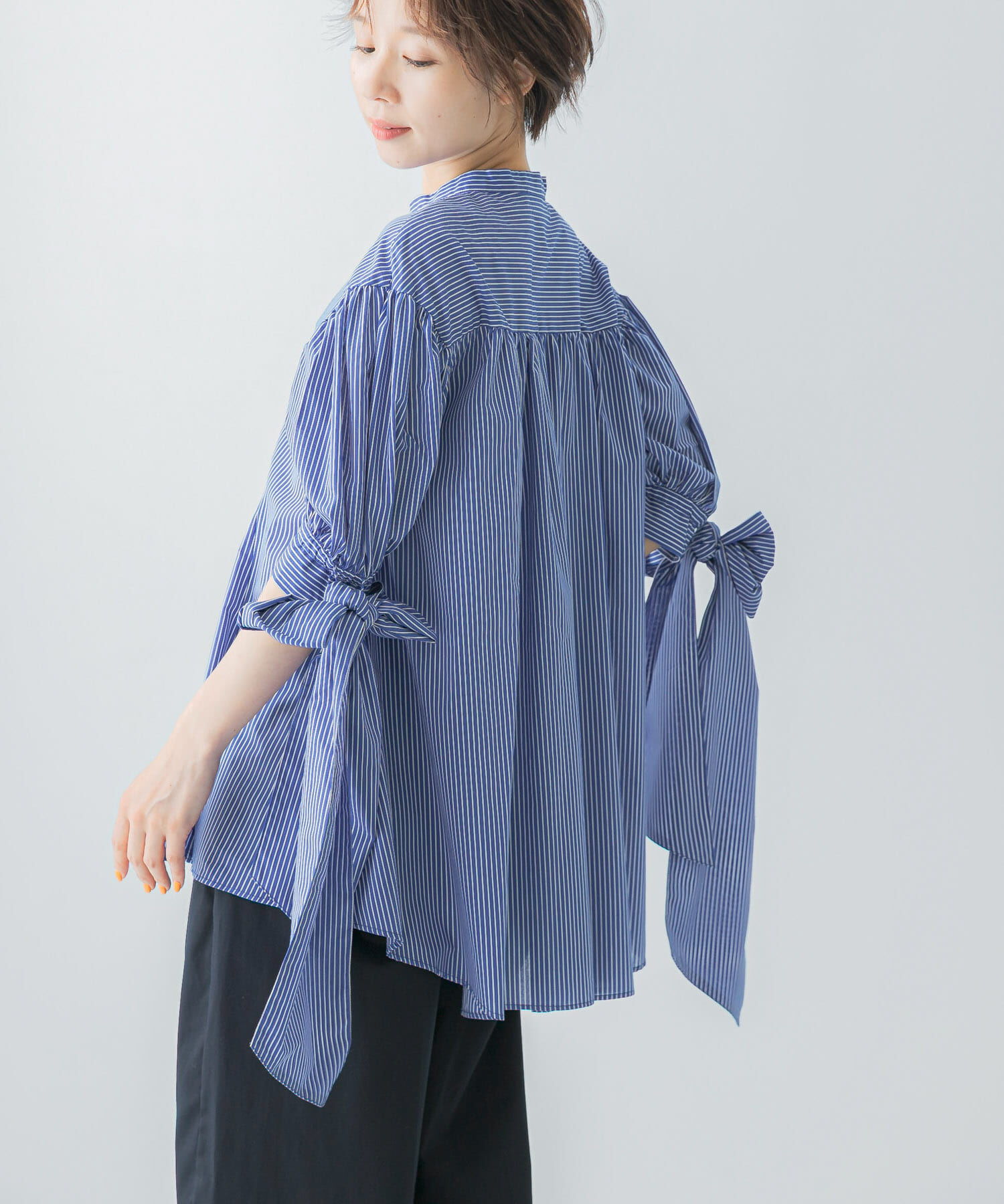 URBAN RESEARCH ROSSO「Mewl　ストライプBIGリボンシャツ」|シャツ・ブラウス|