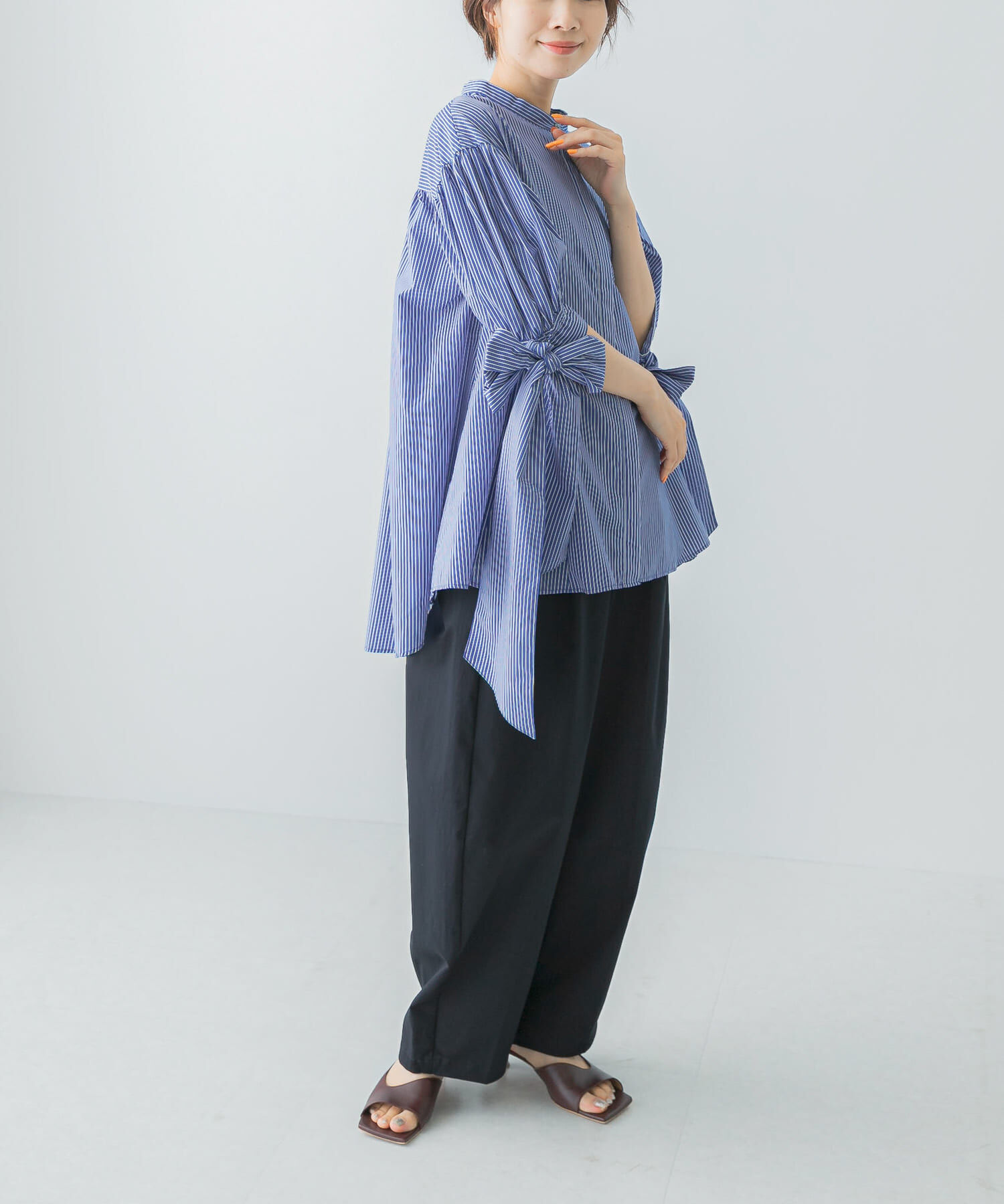 URBAN RESEARCH ROSSO「Mewl　ストライプBIGリボンシャツ」|シャツ・ブラウス|