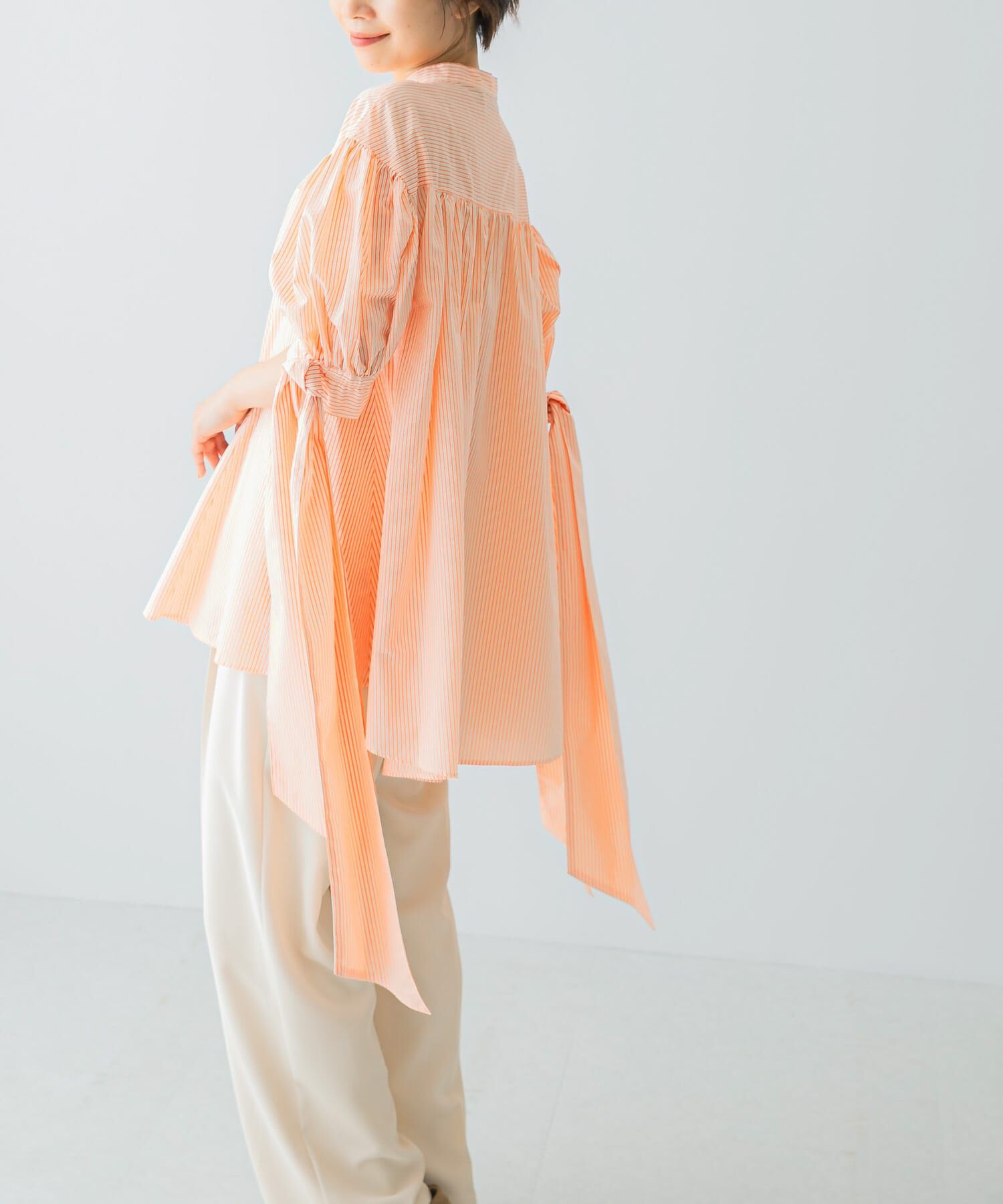 URBAN RESEARCH ROSSO「Mewl　ストライプBIGリボンシャツ」|シャツ・ブラウス|オレンジ