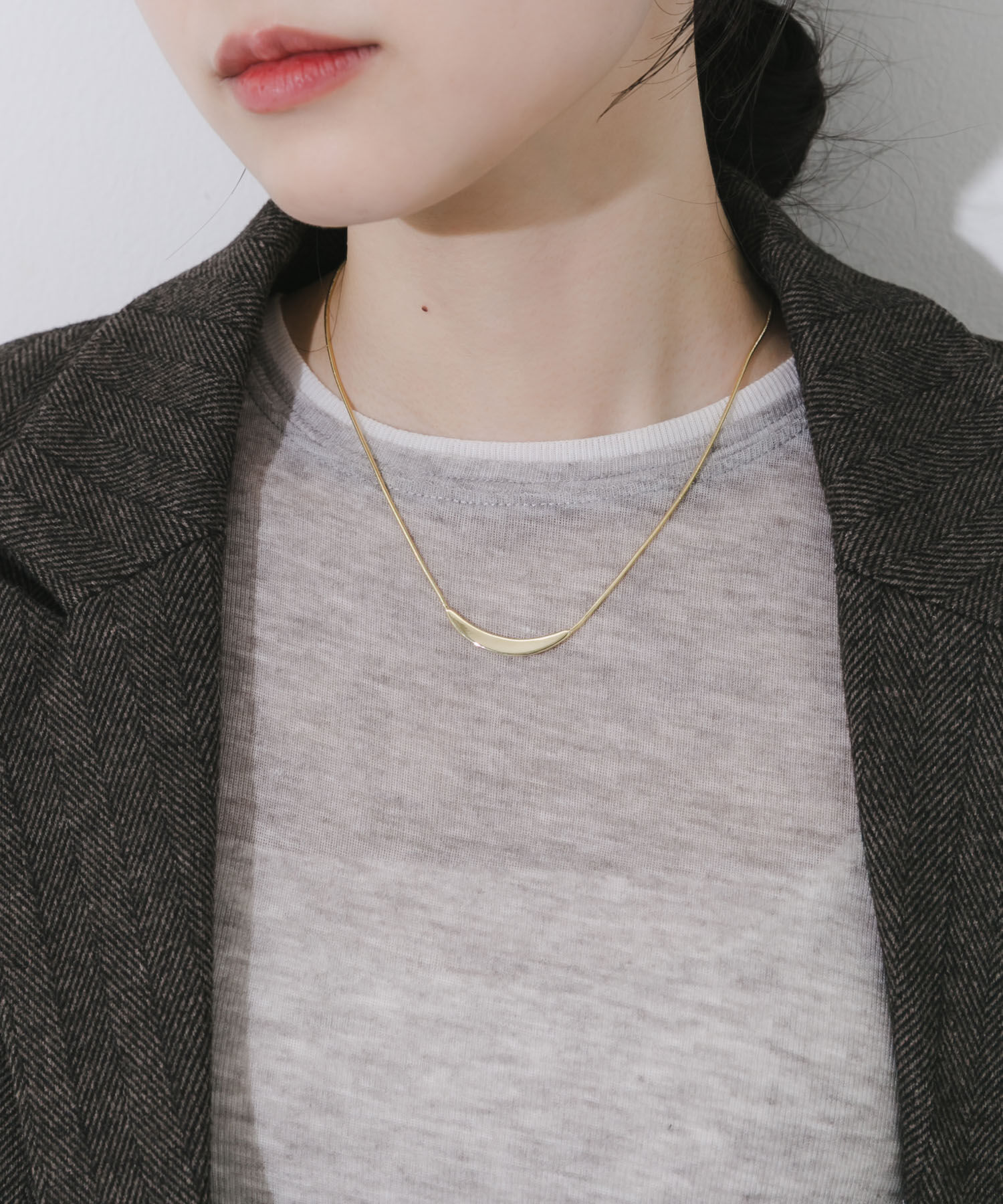 SMELLY「カーブメタルプレートネックレス」|ネックレス|