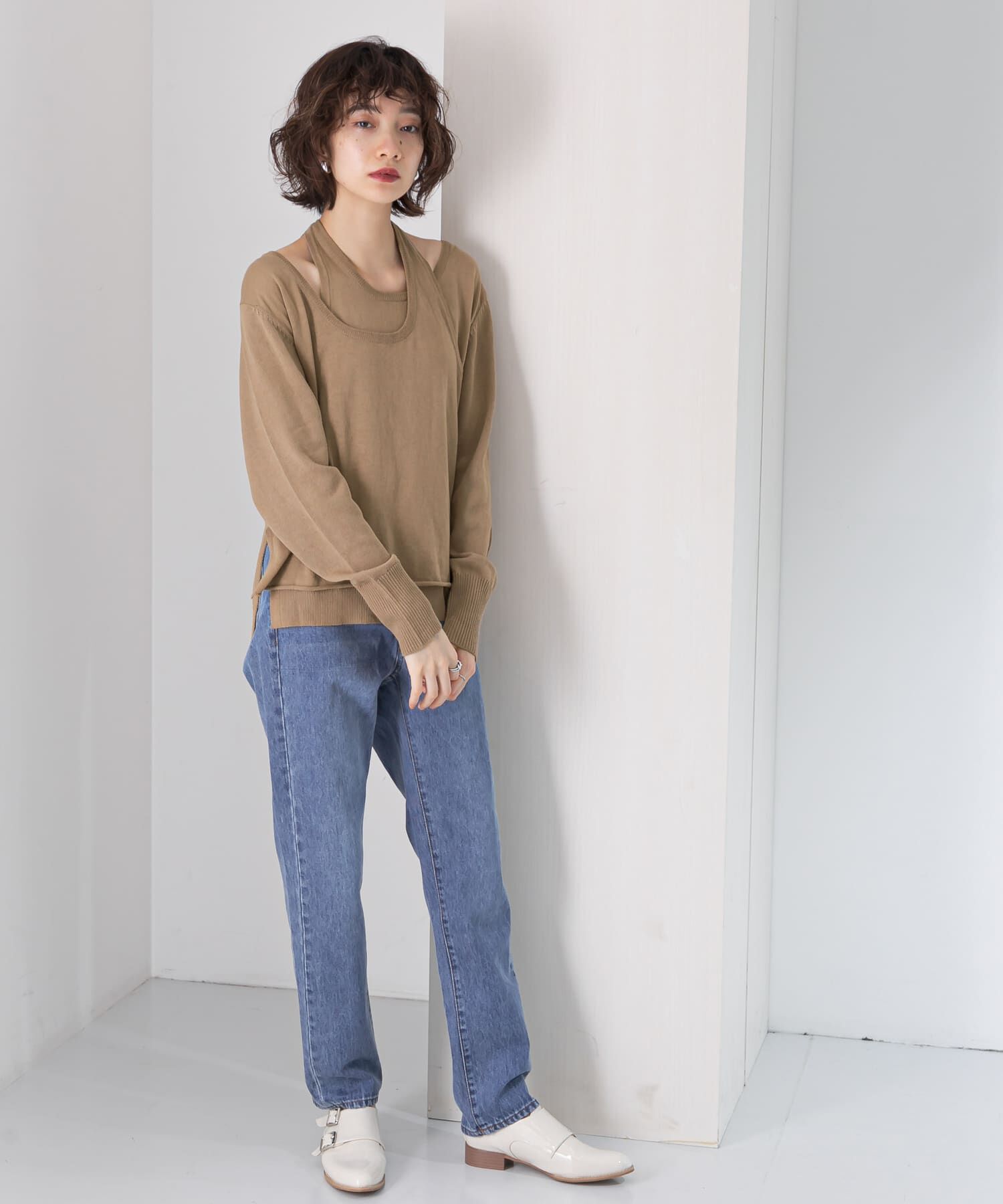  「ホルターネックレイヤードニット」|ニット・セーター|