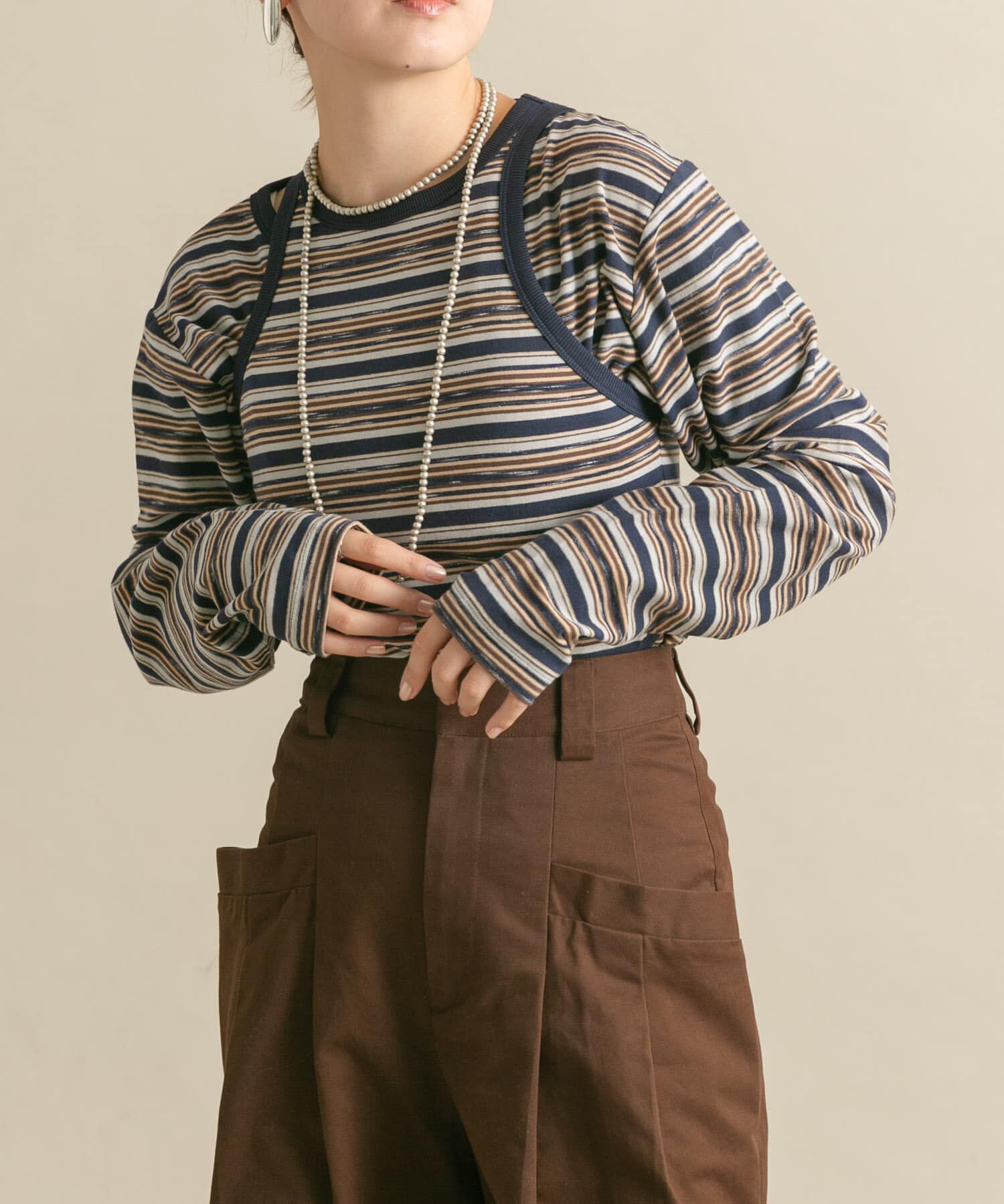  「ボーダータンクトップSETトップス」|Tシャツ・カットソー|