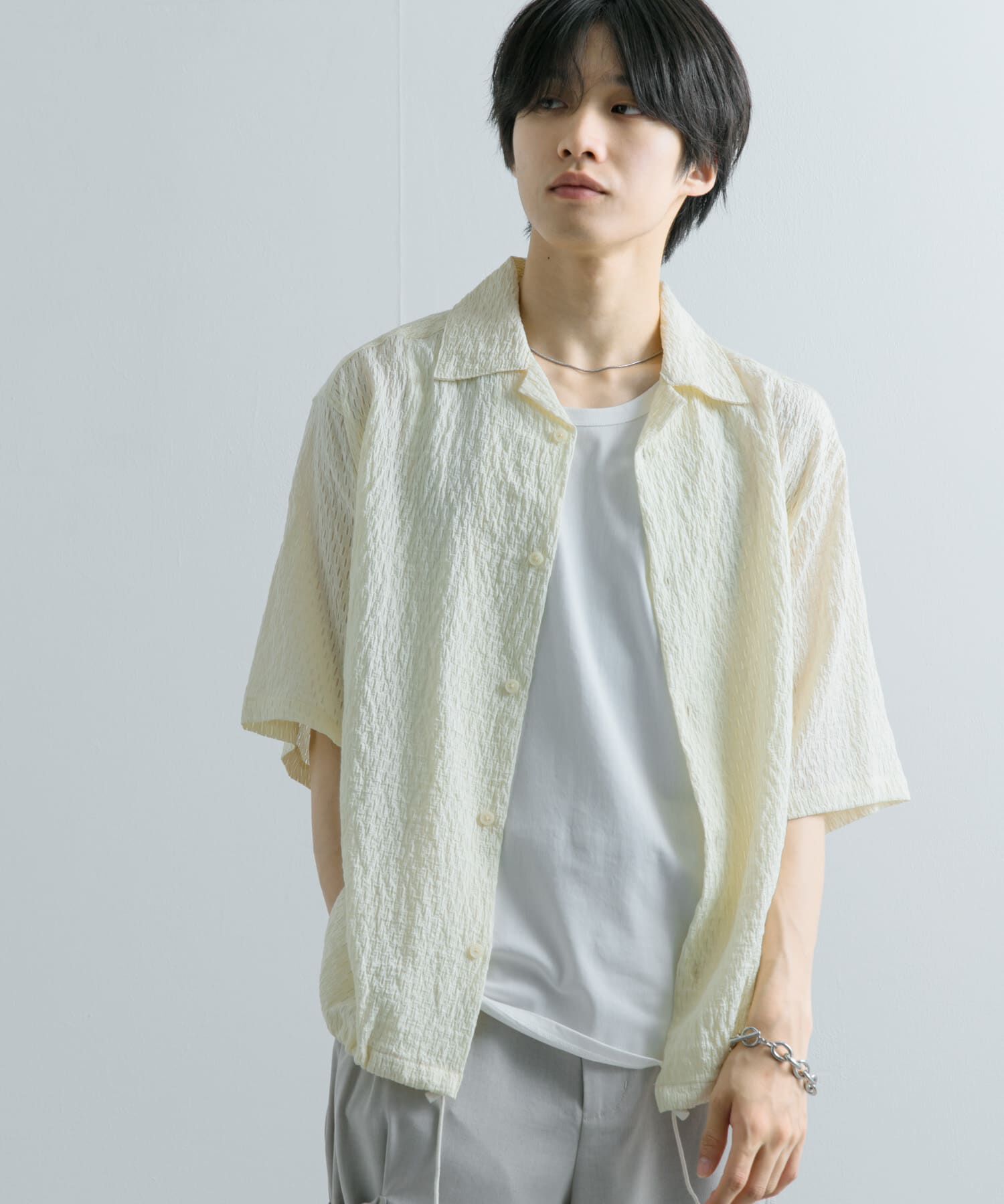 SENSE OF PLACE by URBAN RESEARCH「シアーレースドローコードオープンカラーシャツ」|シャツ・ブラウス|