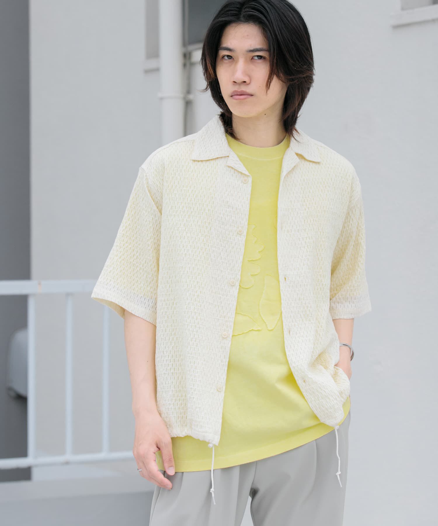 SENSE OF PLACE by URBAN RESEARCH「シアーレースドローコードオープンカラーシャツ」|シャツ・ブラウス|