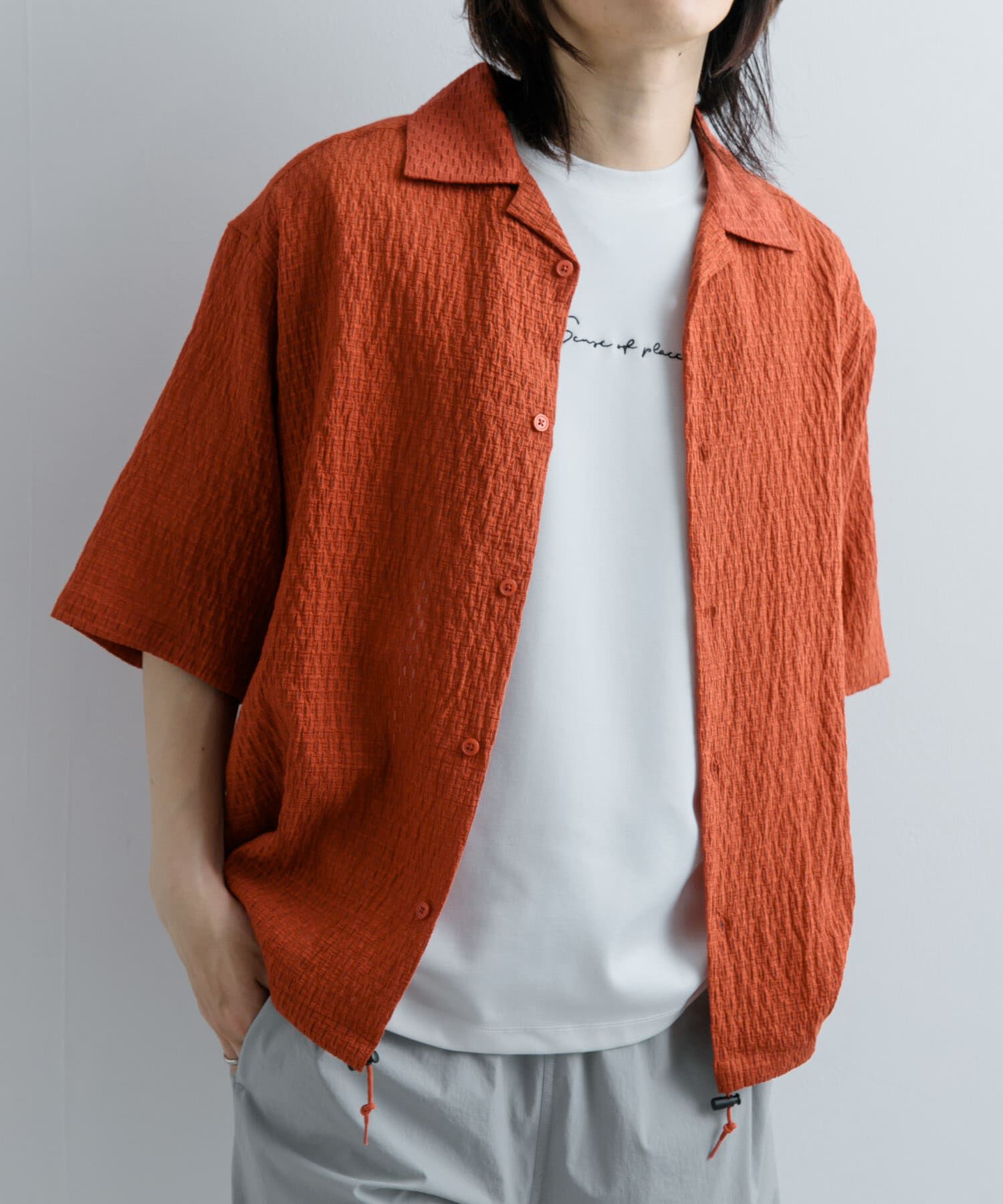 SENSE OF PLACE by URBAN RESEARCH「シアーレースドローコードオープンカラーシャツ」|シャツ・ブラウス|