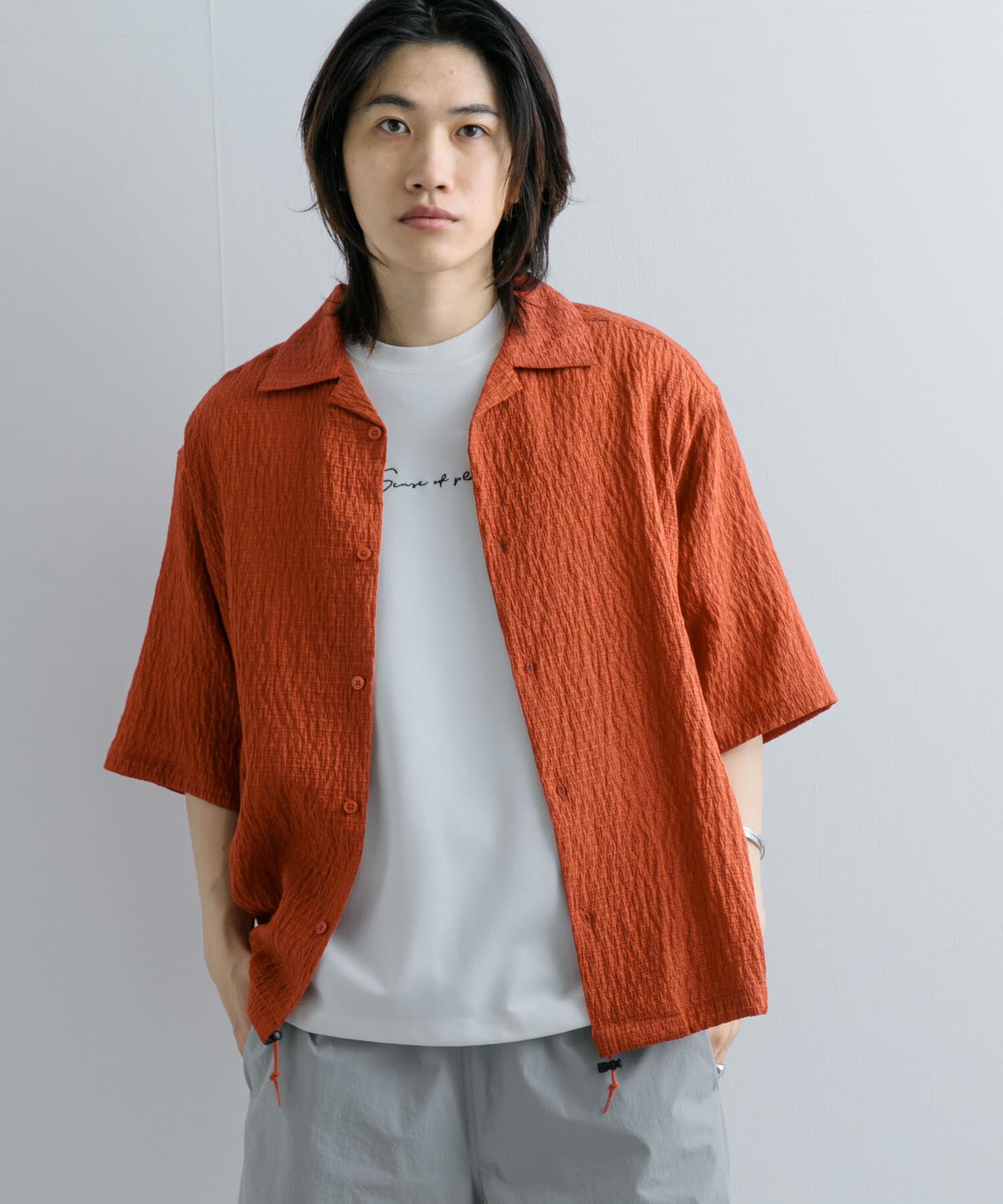 SENSE OF PLACE by URBAN RESEARCH「シアーレースドローコードオープンカラーシャツ」|シャツ・ブラウス|