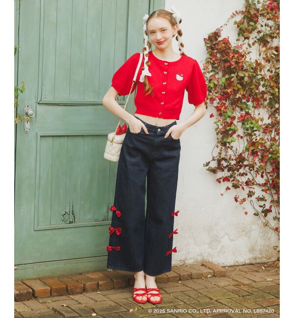  「ハローキティ サイドリボンデニム」|デニム|ネイビー