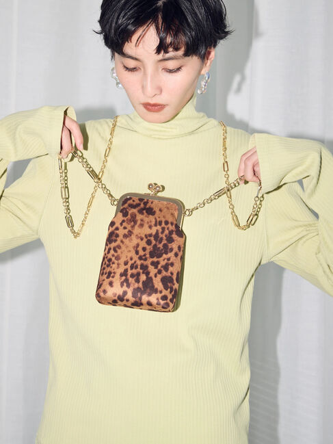  「口金レオパードチェーンショルダーバッグ」|ハンドバッグ|
