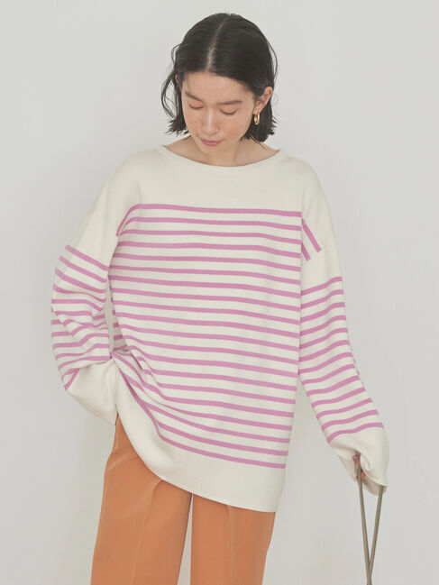 AMERICAN HOLIC「パネルボーダーニットチュニック」|チュニック|ピンク