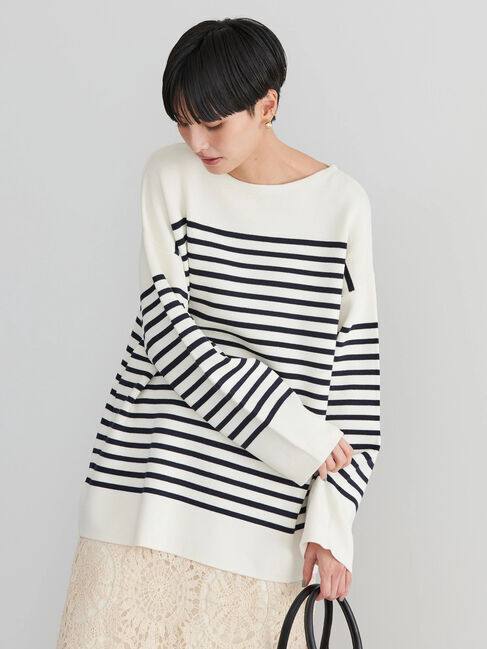 AMERICAN HOLIC「パネルボーダーニットチュニック」|チュニック|ネイビー