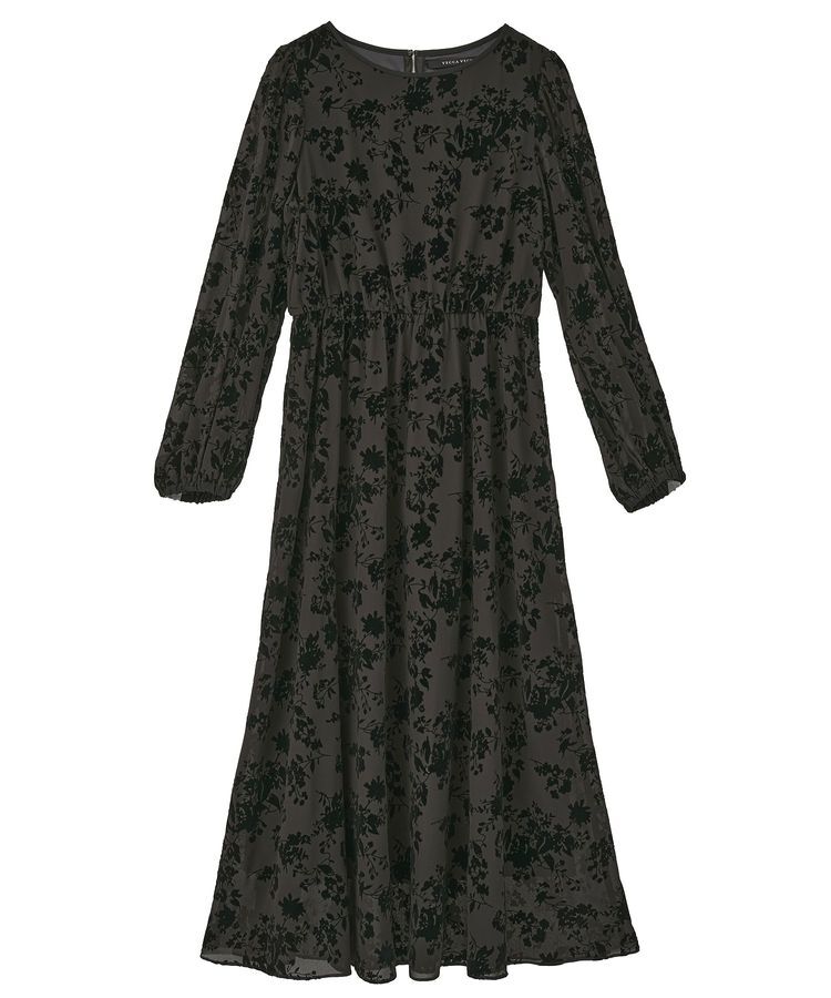 YECCA VECCA「ボタニカル柄フロッキープリントワンピース」|ワンピース|