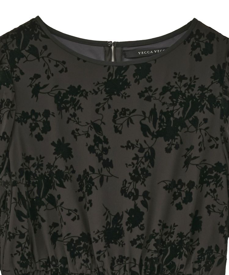 YECCA VECCA「ボタニカル柄フロッキープリントワンピース」|ワンピース|