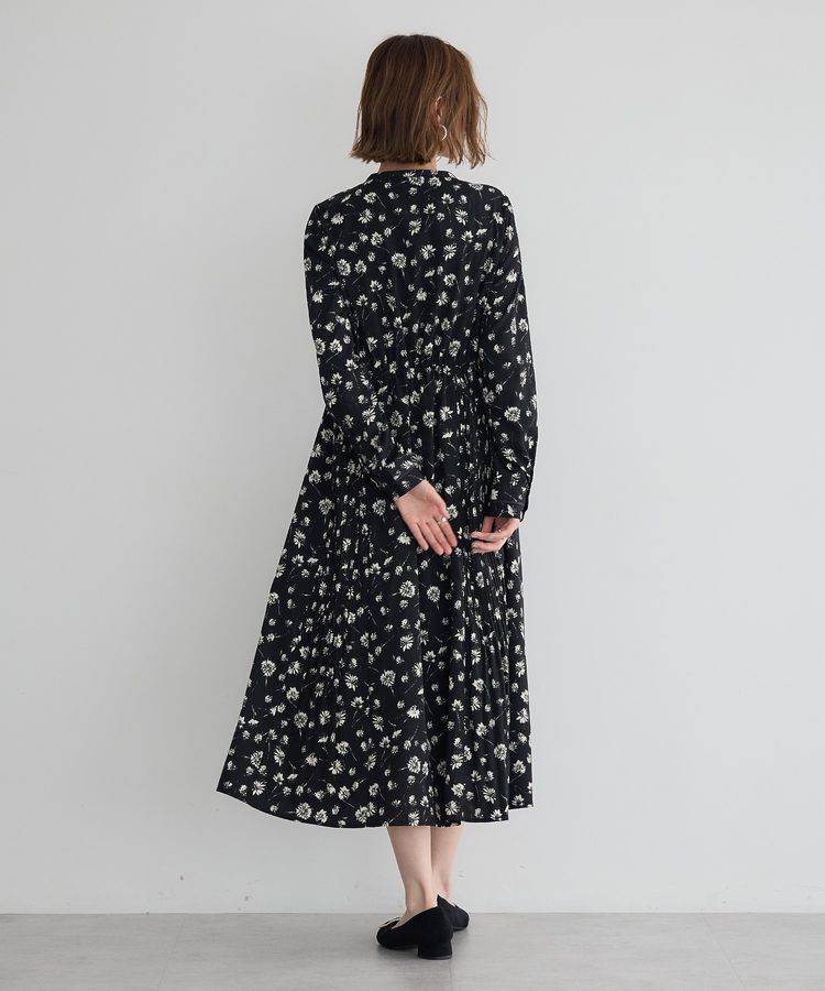 YECCA VECCA「フラワー柄プリーツMIXワンピース」|ワンピース|
