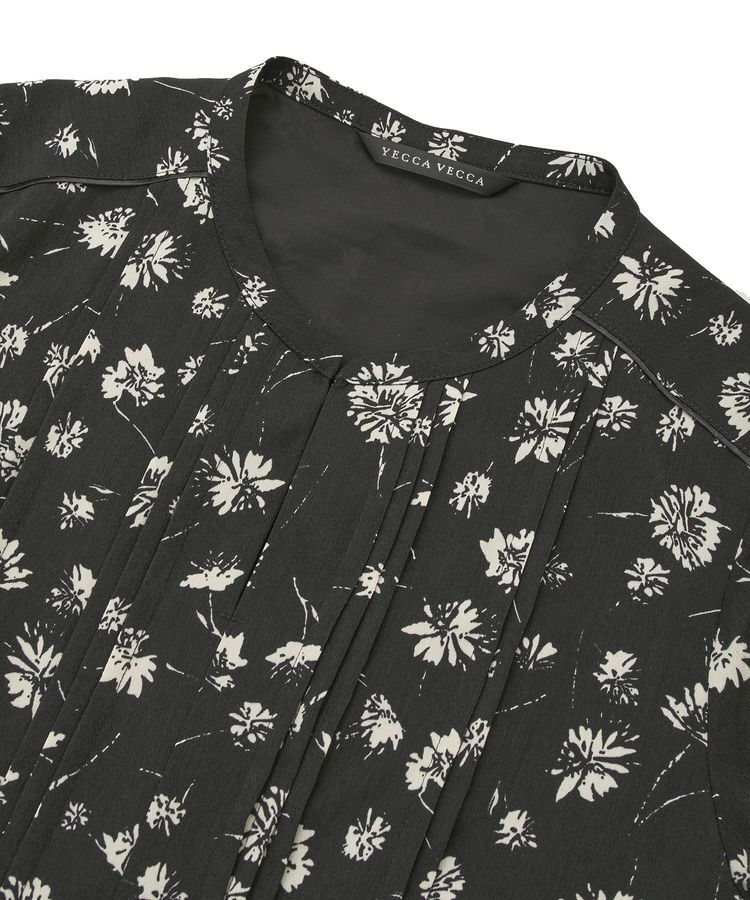 YECCA VECCA「フラワー柄プリーツMIXワンピース」|ワンピース|
