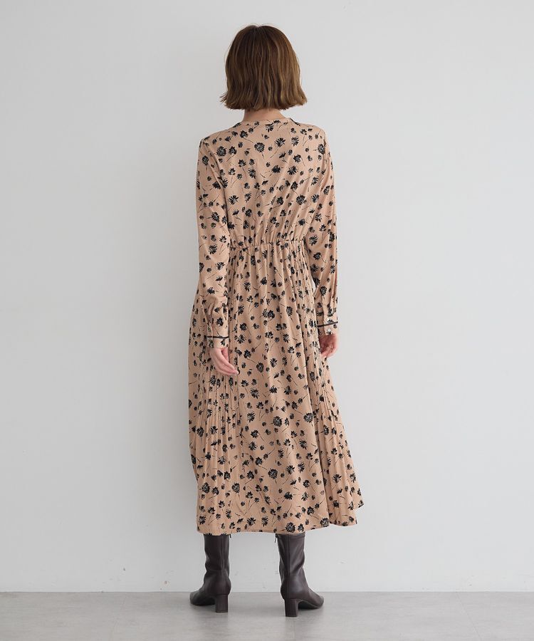 YECCA VECCA「フラワー柄プリーツMIXワンピース」|ワンピース|