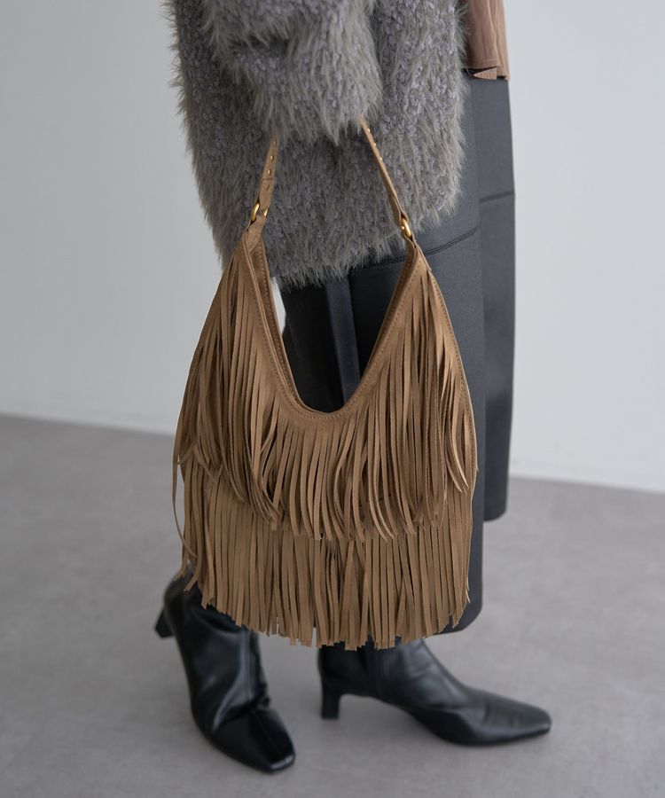 YECCA VECCA「【cache cache】スエードフリンジセミショルダー」|ショルダー・メッセンジャー|