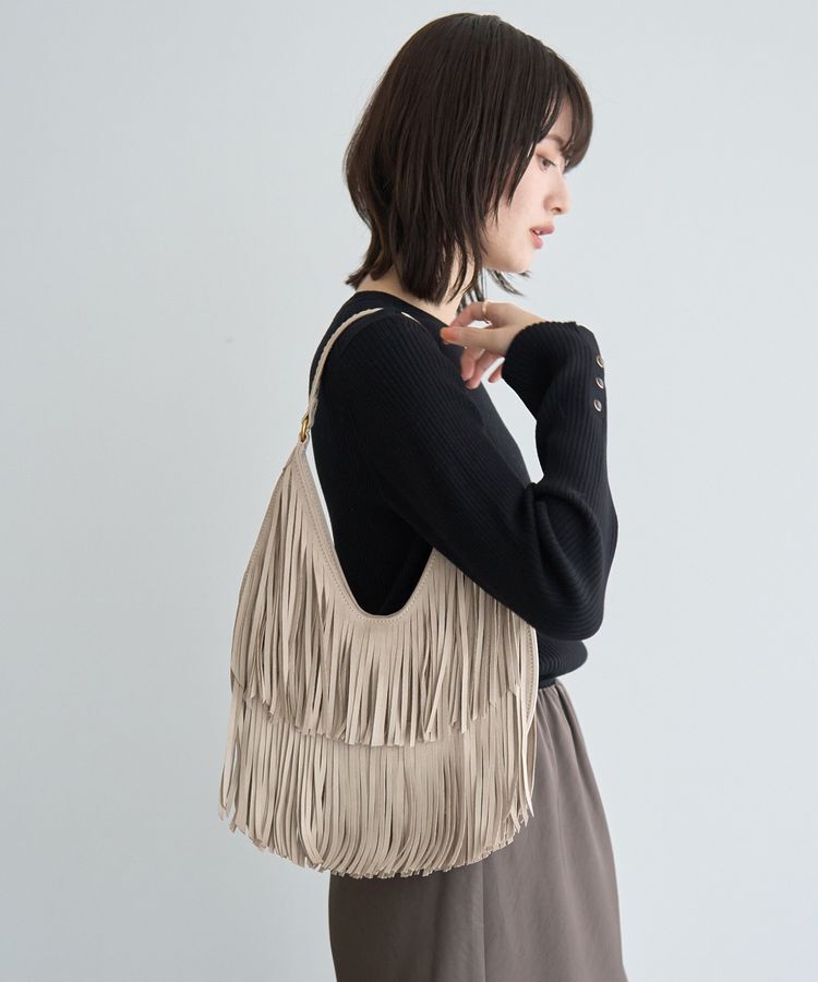 YECCA VECCA「【cache cache】スエードフリンジセミショルダー」|ショルダー・メッセンジャー|